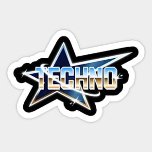 TECHNO  - Y2K Metallic Star (blue/tan) Sticker